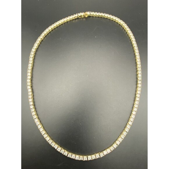 Unisex 3mm Necklace Tennis Choker Yellow Gold Tone Solitaire CZ 19" Hip Hop Iced - Picture 1 of 7